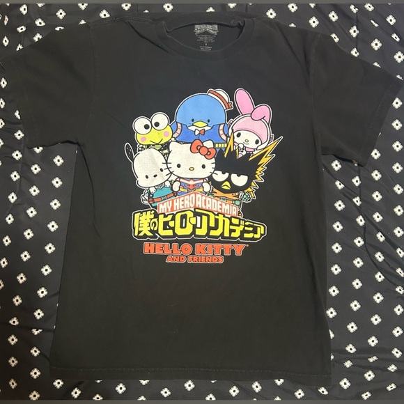 💰2/$10 Kids My Hero Academia hello kitty&friends black t-shirt- size small - Picture 1 of 5